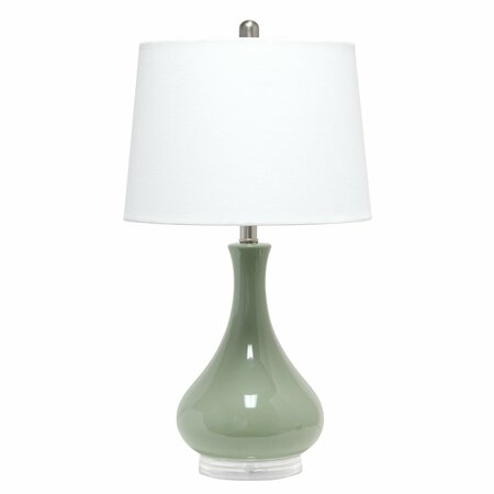 LALIA HOME 26.25in Classix Modern Ceramic Droplet Table Lamp with White Fabric Shade, Sage Green LHT-4005-SG